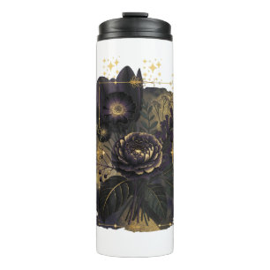 Dark Magical Floral Bouquet in Golden Frame Thermosbecher