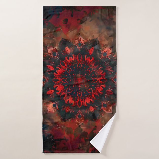 Dark Mandala - Boho Gothic-Geschenk Badhandtuch Set (Badehandtuch)