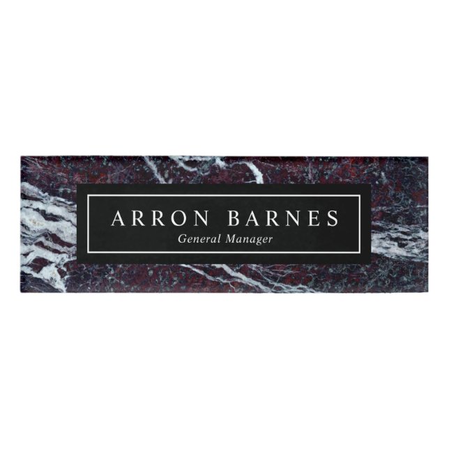 Dark Marble Mitarbeiter männlich Namenschild (Vorderseite)