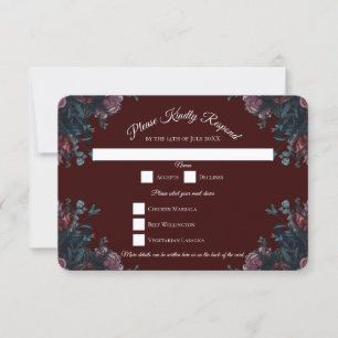 Dark Maroon Mauve Gothic Elegant Wedding Einladung