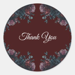 Dark Maroon Mauve Gothic Elegant Wedding Runder Aufkleber