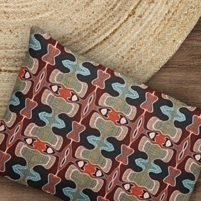 Dark Maroon Red Orange Aquamarin Blue Green Tribe  Kissenbezug (Von Creator hochgeladen)