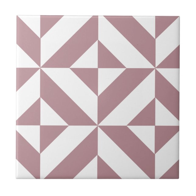 Dark Mauve Geometric Deko Cube Pattern Fliese (Vorderseite)