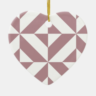 Dark Mauve Geometric Deko Cube Pattern Keramikornament