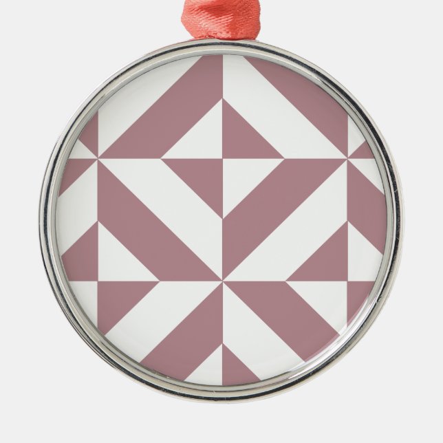 Dark Mauve Geometric Deko Cube Pattern Ornament Aus Metall (Vorne)