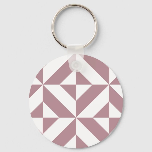 Dark Mauve Geometric Deko Cube Pattern Schlüsselanhänger (Vorderseite)