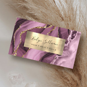 Dark Mauve Gold Agate Business Card Visitenkarte
