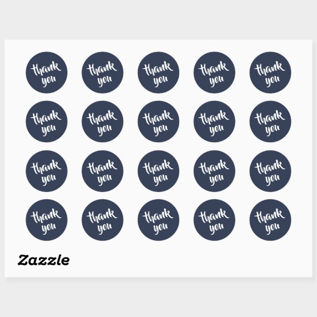 Dark Midnight Blue Thank You Classic Round Sticker (Blatt)