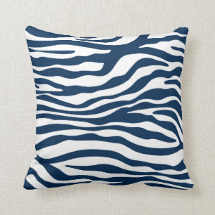 Dark Midnight Blue Zebra Print Kissen