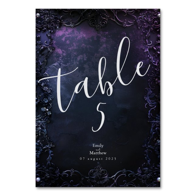 Dark Midnight Gothic Elegance Tischnummer (Vorderseite)