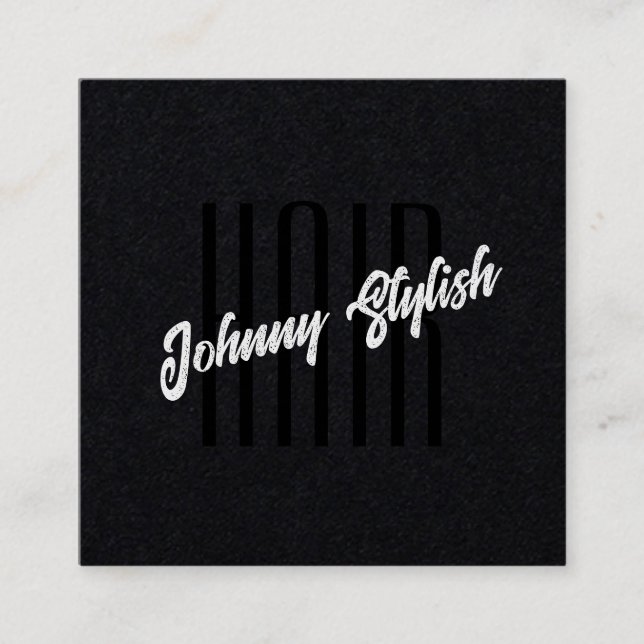 Dark minimalist black  quadratische visitenkarte (Vorderseite)