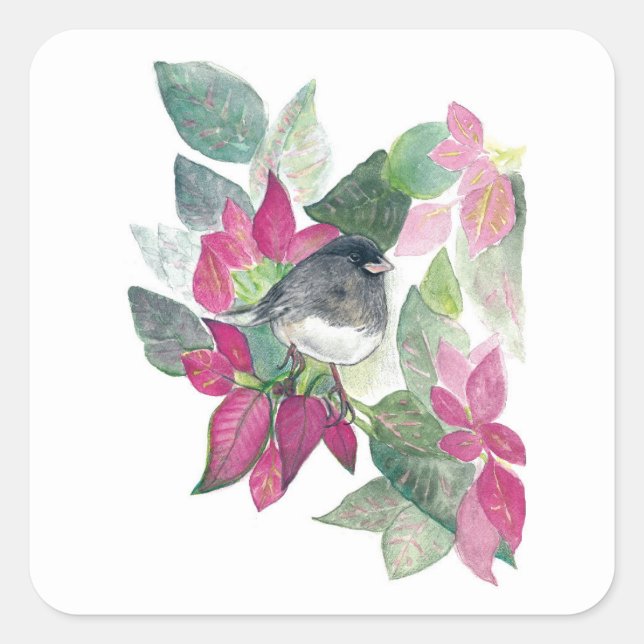Dark Mit Augen Junco Bird Square Sticker (Vorderseite)