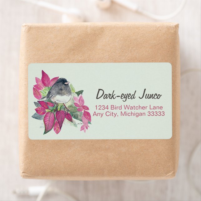 Dark Mit Augen Junco Watercolor Rücksendeadresse (Dark Eyed Junco Watercolor Return Address Label from Jenn's Emporium.)