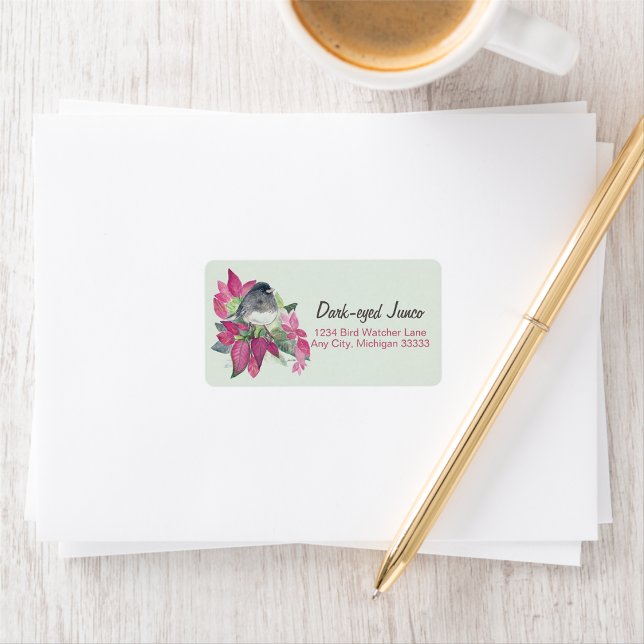 Dark Mit Augen Junco Watercolor Rücksendeadresse Adressaufkleber (Dark Eyed Junco Watercolor Return Address Label)