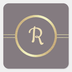 Dark Mocha Gold Custom Monogram Wedding Quadratischer Aufkleber