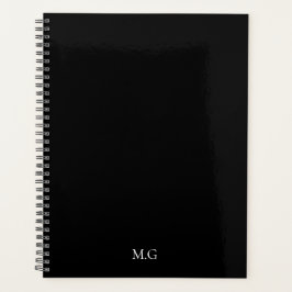 Dark Mode Stationary Glossy Black Agenda Initials Planer