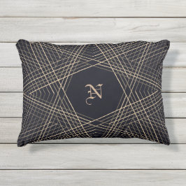 Dark Monogram Geometric Star Gothic Stylish Black Kissen Für Draußen