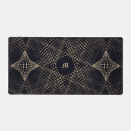 Dark Monogram Geometric Star Gothic Stylish Black Schreibtischunterlage