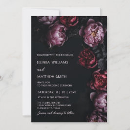 Dark Moody 3D Flowers Wedding Invitation Einladung