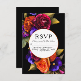 Dark Moody Autumn Floral Wedding RSVP