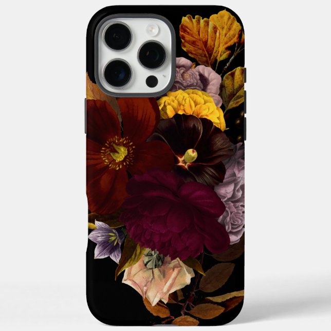 Dark Moody Black Herbst Floral Case-Mate iPhone Hülle (Rückseite)