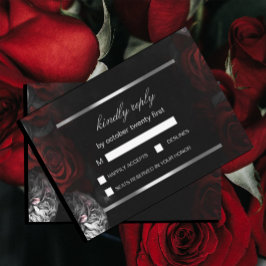 Dark Moody Black Red Florals Begleitkarte