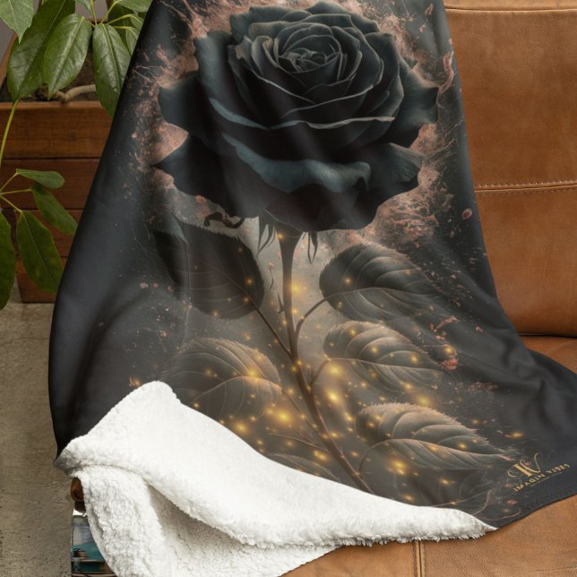 Dark Moody Black Rose Sherpadecke (Dark Moody Black Rose Sherpa Blanket
)
