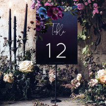 Dark Moody Blue Lavender Floral Moderne Hochzeit