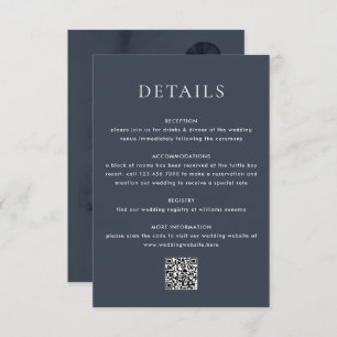 Dark Moody Botanical Overlay Blue Wedding Begleitkarte
