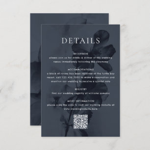 Dark Moody Botanical Overlay Blue Wedding Begleitkarte