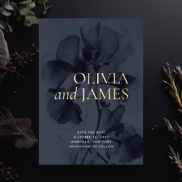 Dark Moody Botanical Wedding Save the Date Folieneinladung