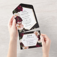 Dark Moody Burgundy Blush Black Floral Wedding