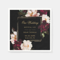 Dark Moody Burgundy Blush Black Floral Wedding