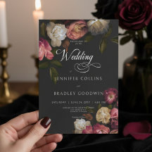 Dark Moody Burgundy & Cream Peonies Black Wedding