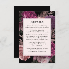Dark Moody Burgundy & Maroon Floral Black Wedding Begleitkarte