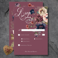 Dark Moody Burgundy Oval Floral Frame Dinner