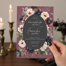 Dark Moody Burgundy Schwarz Oval Floral Frame