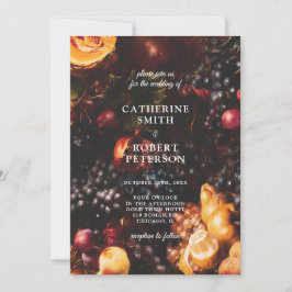 Dark Moody Elegant Burgundy Fruit Wedding Einladung