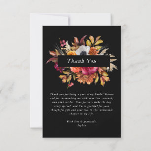 Dark Moody Fall Floral Brautparty Vielen Dank Dankeskarte