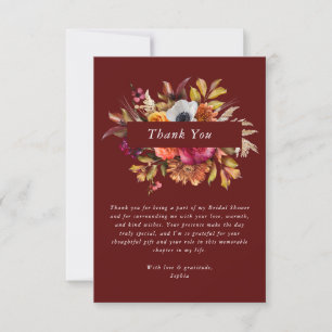 Dark Moody Fall Floral Brautparty Vielen Dank Dankeskarte