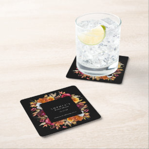 Dark Moody Fall Floral Romantisches Brautparty Rechteckiger Pappuntersetzer