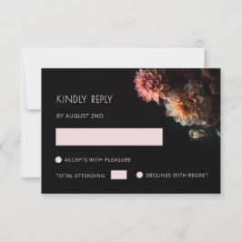 Dark Moody Floral Chrysanthemum RSVP Karte