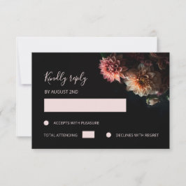 Dark Moody Floral Chrysanthemum RSVP Karte