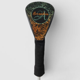 Dark Moody Floral Monogram Golf Headcover