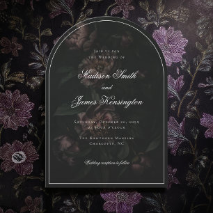 Dark Moody Floral Romantic Black Peony Wedding Einladung