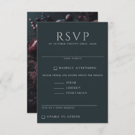 Dark Moody Floral RSVP Karte