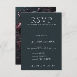 Dark Moody Floral RSVP Karte