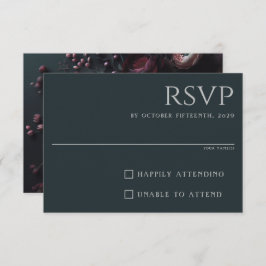 Dark Moody Floral RSVP Karte