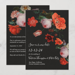Dark & Moody Floral Save the Date Einladung