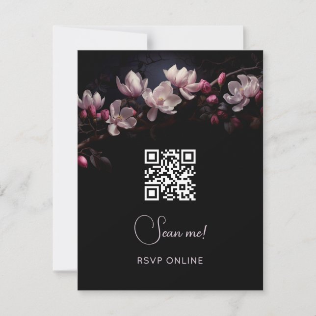 Dark Moody Floral Wedding | Scan Me  RSVP Karte (Vorderseite)